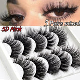 5 pairs 5D Mink Eyelashes Natural False Eyelashes