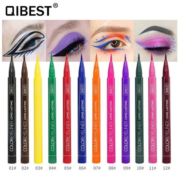QIBEST 12 Colors Waterproof Shimmer Pigment Eyeliner